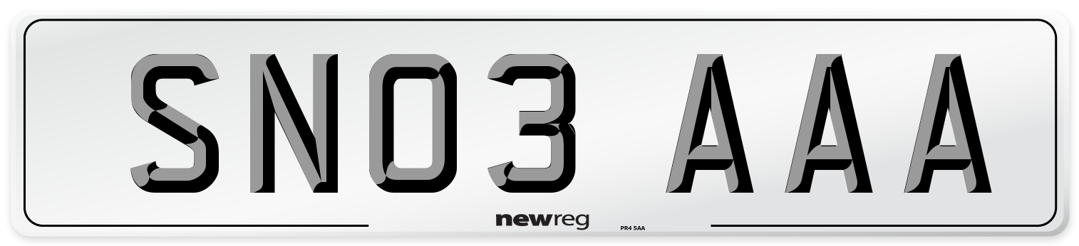 SN03 AAA Number Plate from New Reg
